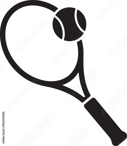 Tennis Racket and Ball Icon | Sport Equipment Silhouette