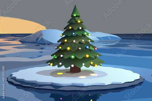 Christmas tree on ice floe