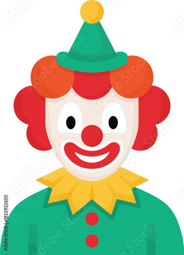 Cute cartoon clown face illustration isolated on