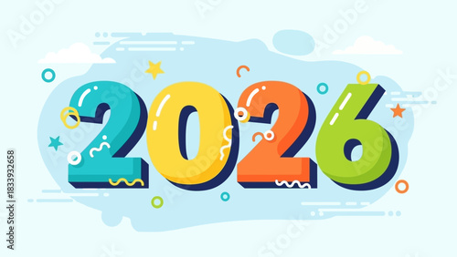 Vibrant 2026 Celebration A Cheerful Design for the Upcoming Year