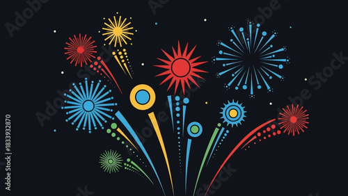 Colorful Fireworks Display A Celebration of Vivid Bursts and Sparkling Lights