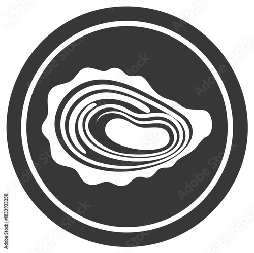 Stylized oyster on the half shell icon. Seafood graphic symbol for a restaurant logo or menu design.