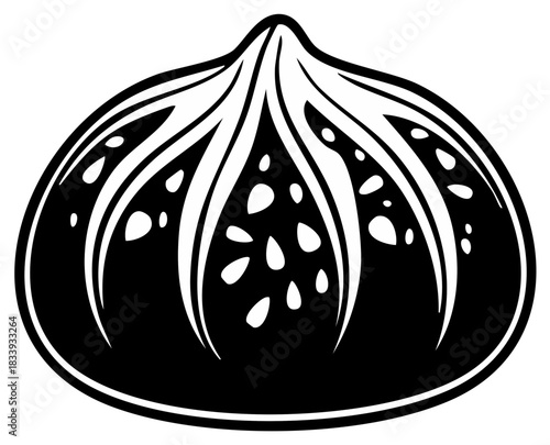 Abstract fig illustration black and white stylized organic shape vector art