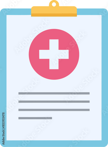 Medical report clipboard with health symbol on a light blue background showcasing healthcare documentation and patient information management