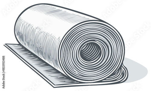 Rolled carpet or vinyl flooring material graphic vector illustration