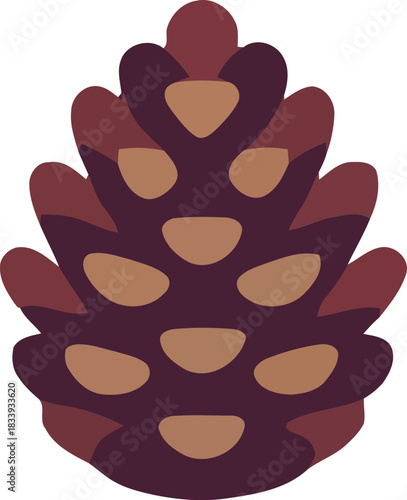 Stylized illustration of a brown pine cone isolated on