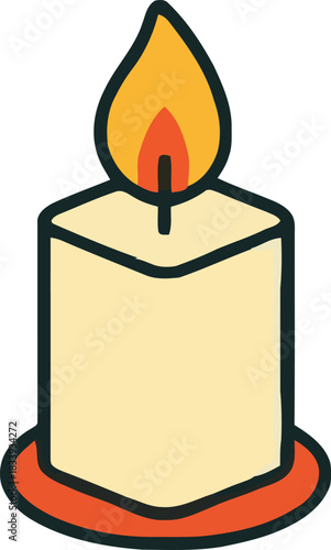 Simple icon of a lit square candle isolated on