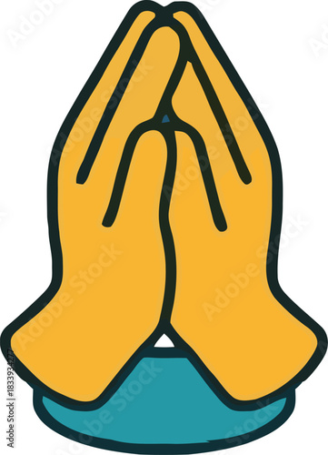 Simple icon of two praying hands gesture isolated on