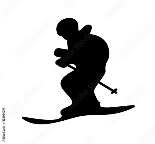 Skiing vector set. Skier silhouette.