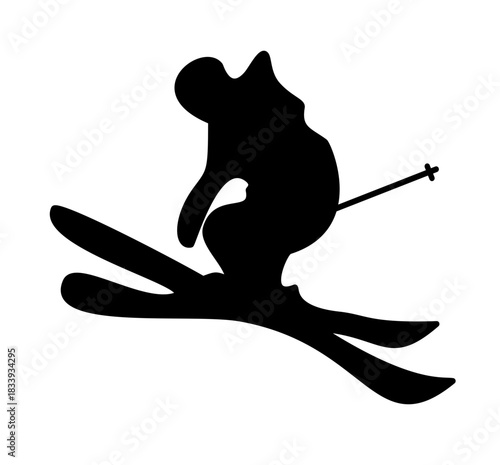 Skiing vector set. Skier silhouette.