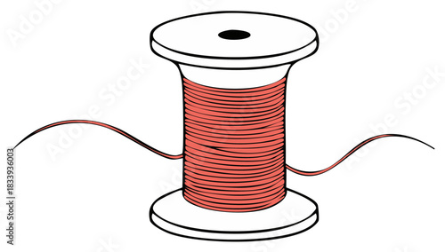 Pink sewing thread spool for needlework crafting and textile projects illustration