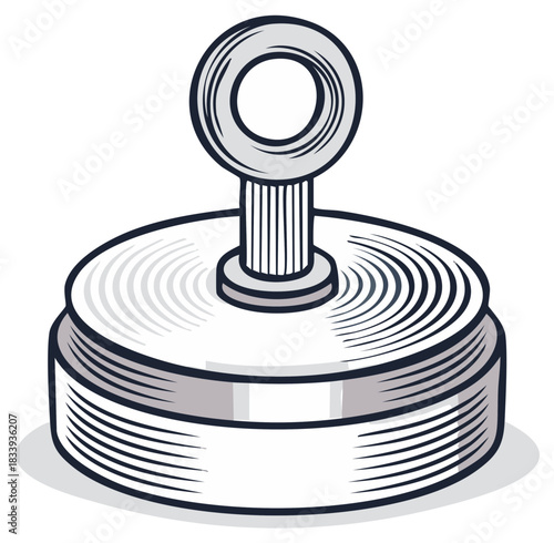 Circular Eye Bolt Magnet Illustration Round Metal Magnet with Eye Bolt