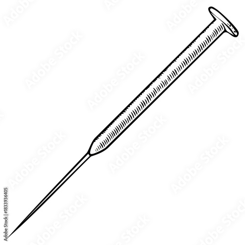 Classic Hand Drawn Sewing Needle Pin for Tailoring and Craft Illustration