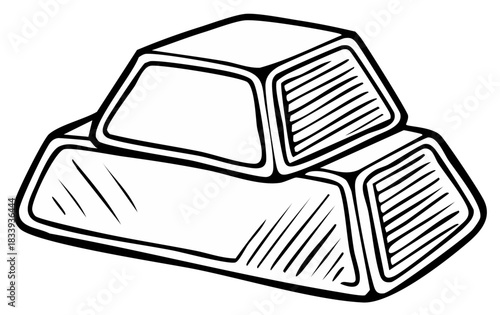 Hand Drawn Stacked Gold Bars Illustration Rich Luxury Wealth Symbol