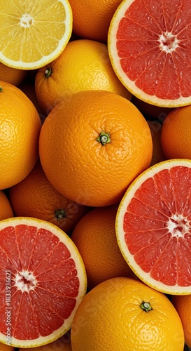 Vibrant citrus fruits form a colorful and refreshing backdrop, showcasing healthy, juicy produce with a bright, zesty appeal ,heap ,colorful ,tropical