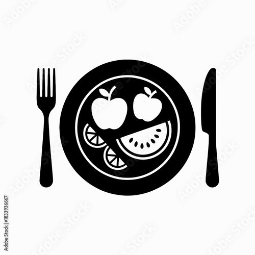 Healthy eating with fresh fruits on a plate illustration for diet and nutrition concepts representing a balanced meal for a healthy lifestyle