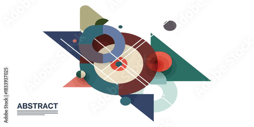 Geometric Abstract Composition Modern Design with Triangles, Circles, and Overlapping Shapes