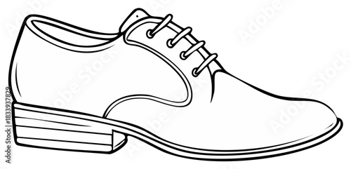 Outlined Illustration of a Dress Shoe with Laces for coloring or digital design element