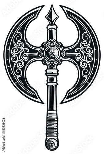 Ornate Double Headed Battle Axe Weapon Fantasy Design