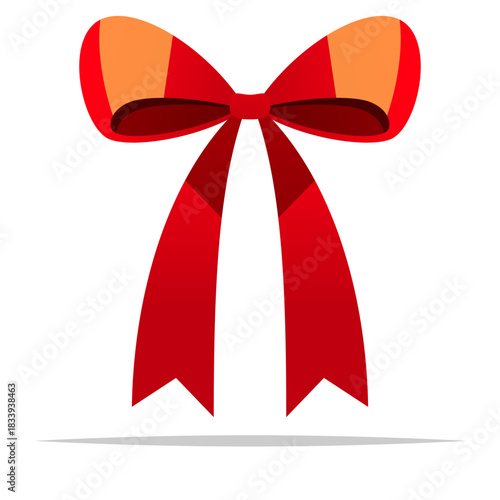 Long decorative ribbon bow vector isolated illustration