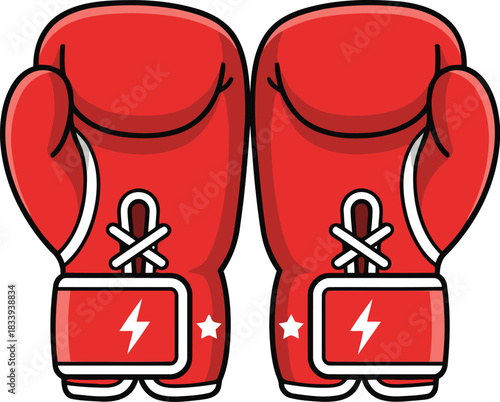 Red boxing gloves represent fighting spirit and strength for fitness training and sports competitions