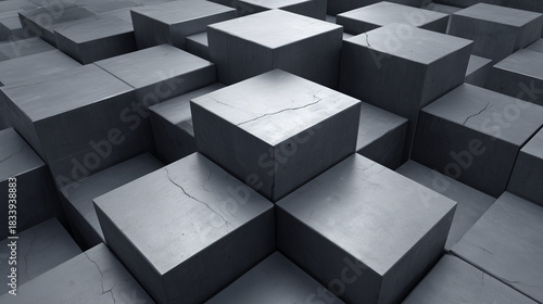 Fototapeta Naklejka Na Ścianę i Meble -  Modern gray cube blocks forming architectural structure