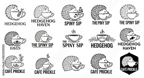 Charming Hedgehog and Tea Cup Logo Collection for Cafe and Branding Designs