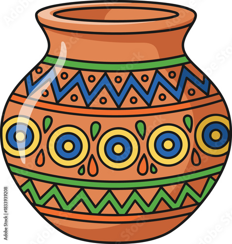 Decorative earthenware vase showing traditional patterns and artistic design for home decor collections