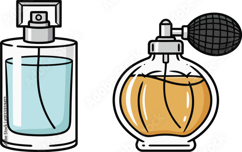 Elegant aroma radiates from beautiful perfume bottles enhancing your scent in a cosmetic display