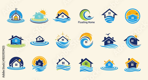 Collection of Creative Floating Home and Coastal Property Logo Design Concepts