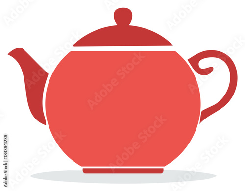 Classic red teapot vessel for brewing hot beverages and serving drinks