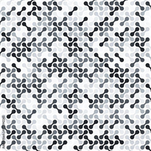 Seamless abstract geometric pattern with rounded tri-shaped elements in grayscale. Modern minimal texture for backgrounds, textiles and contemporary design.