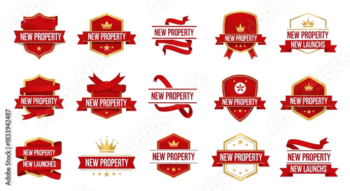 Elegant vector set of new property real estate badges and emblems for marketing