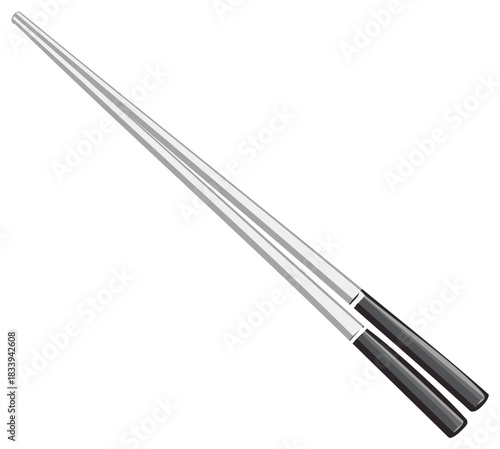 Sleek pair of metallic chopsticks with dark handles for elegant Asian dining