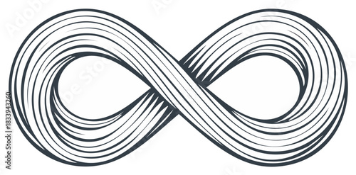 Stylized infinity symbol with flowing parallel lines elegant endless loop concept vector illustration