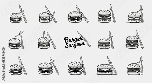 Whimsical Burger Surgeon Pattern: A Playful Take on Culinary Precision and Delicious Food