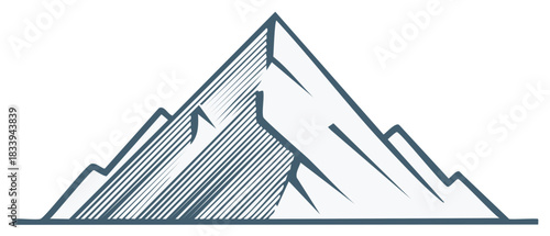 Abstract vector illustration of a mountain landscape with multiple peaks and artistic line details.