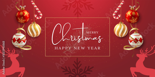 merry christmas  background design with ornaments