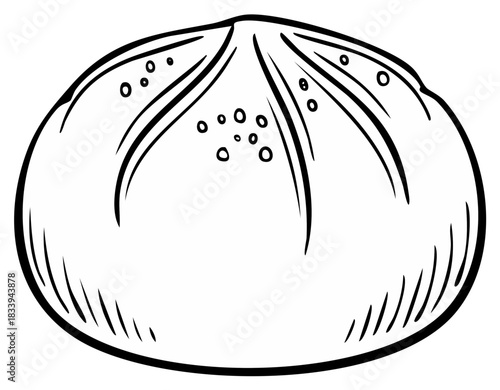 Delicious hand drawn bao bun traditional Asian steamed dumpling food illustration