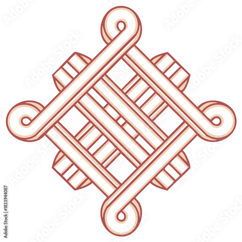 Elegant eternal knot symbol with an interwoven geometric lattice pattern