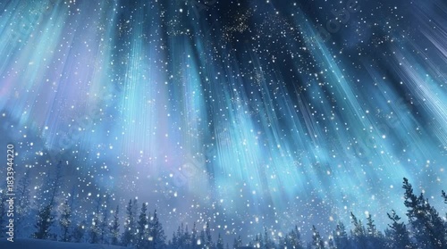 Abstract blue light background with glowing space nebula and particles