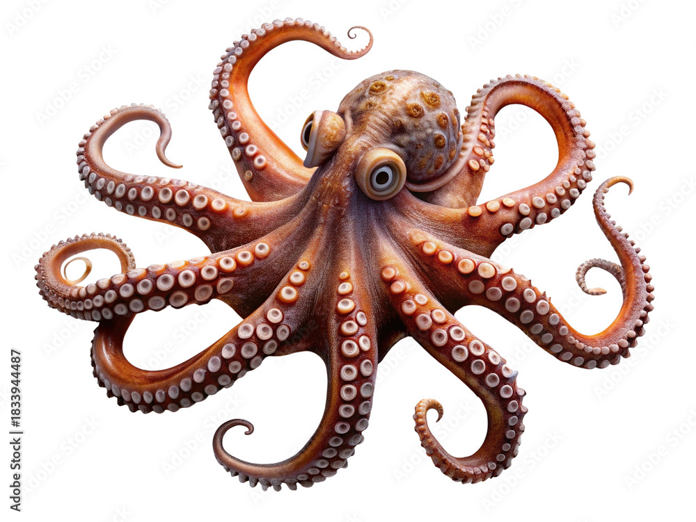 Fototapeta premium Vibrant common octopus with detailed suckers and tentacles
