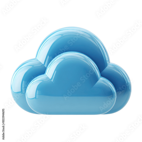 Cloud Computing Icon: A sleek, three-dimensional representation of a cloud, symbolizing connectivity and digital storage. Capturing modern tech aesthetics.