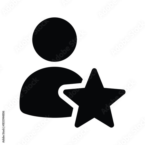 Person with star icon isolated on for favorite user concept