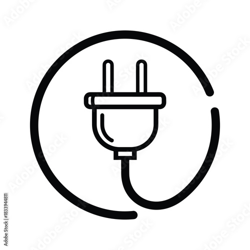Electric plug in a circle isolated on for web design