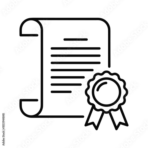 Document with seal isolated on, representing certification