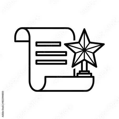 Star award with document isolated on for best performance