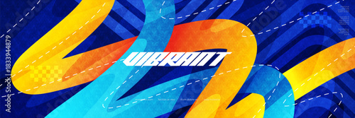 Abstract and Energetic Background with Blue and Orange Gradient Lines and Texture Effect. for Business, Corporate, Institution, Party, Seminar, Advertisement or Promotion Background