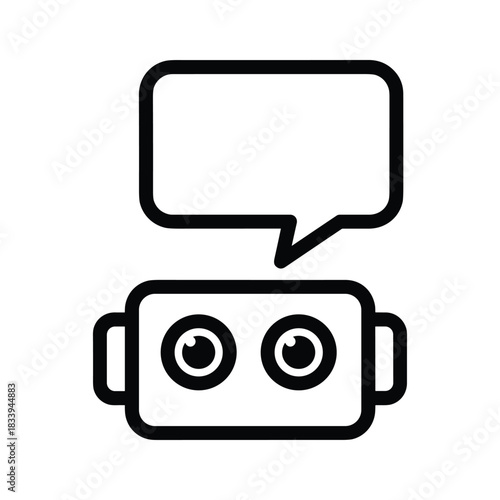 Robot head with speech bubble isolated on, artificial intelligence