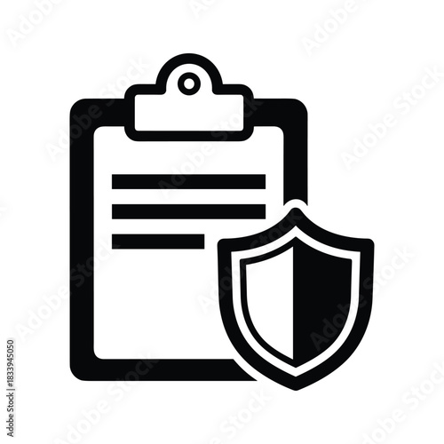 Clipboard with shield isolated on shows data protection concept